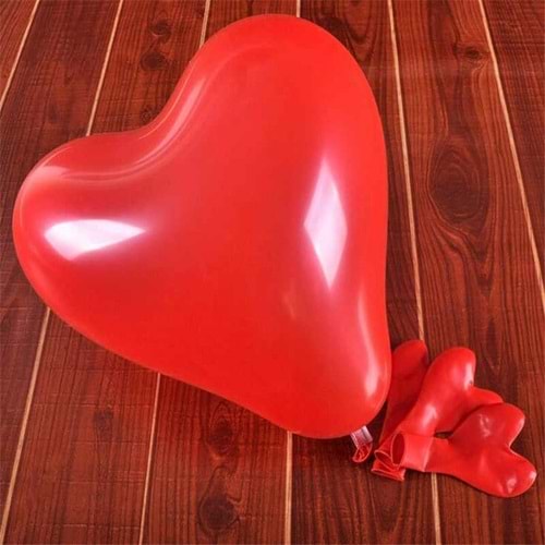 12 İnç Kırmızı Renk Kalp Şeklinde Lateks Balon