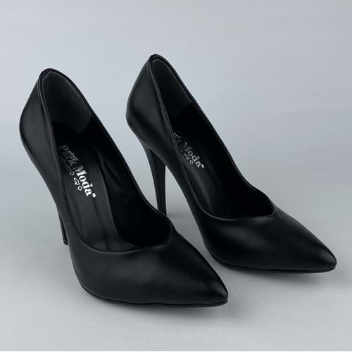 Siyah Suni Deri 11 Cm Stiletto Kadın Topuklu Ayakkabı