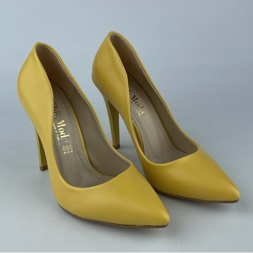 Sarı Stiletto 10 Cm Kadın Topuklu Ayakkabı