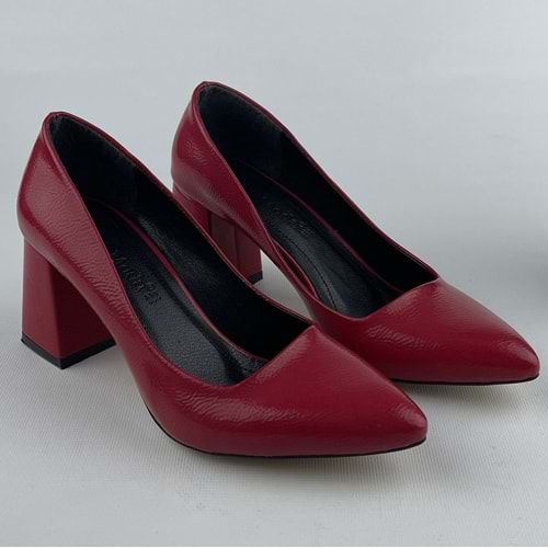 Kırmızı Rolax Kalın Topuk Kadın Topuklu Ayakkabı