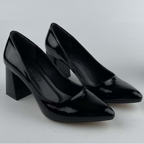Siyah Rolax Kalın Topuk Kadın Topuklu Ayakkabı