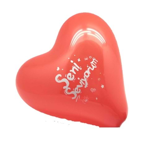 12 İnç Kırmızı Kalp - Seni Seviyorum Baskılı Lateks Balon
