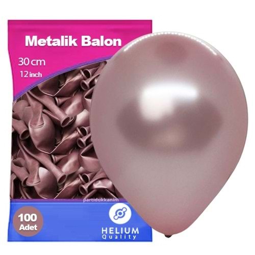 12 İnç Metalik Gül Kurusu Renk Lateks Dekorasyon Balonu